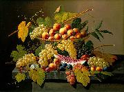 Severin Roesen Still Life with a Basket of Fruit painting